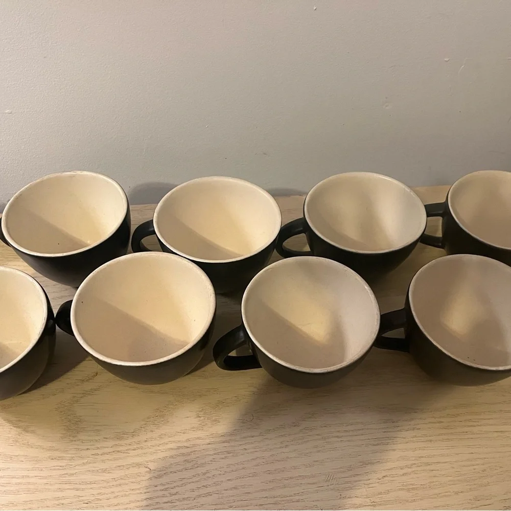 Crate and Barrel Sophisticated Black and Cream Mug Collection set of 8